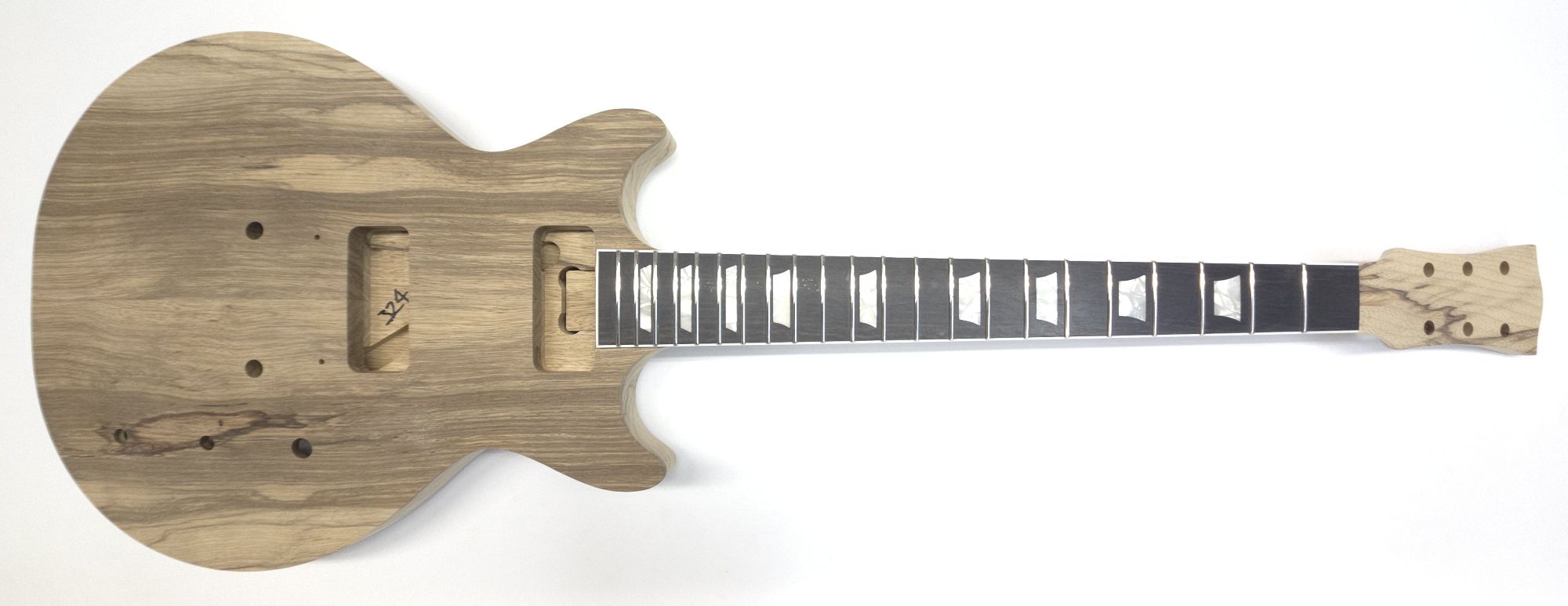 59 Carved Top Double Cut - Black Limba - Ebony - White Binding - P90 - ABR